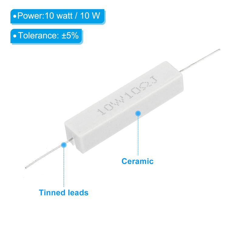 PATIKIL 4 x 10 Ohm Resistors 10 W Ceramic Cement Resistance Power Cement Resistance Kit Tolerance 5% for Power Adapter Audio Computer TV Circuit Boards 10 ohms 4.0