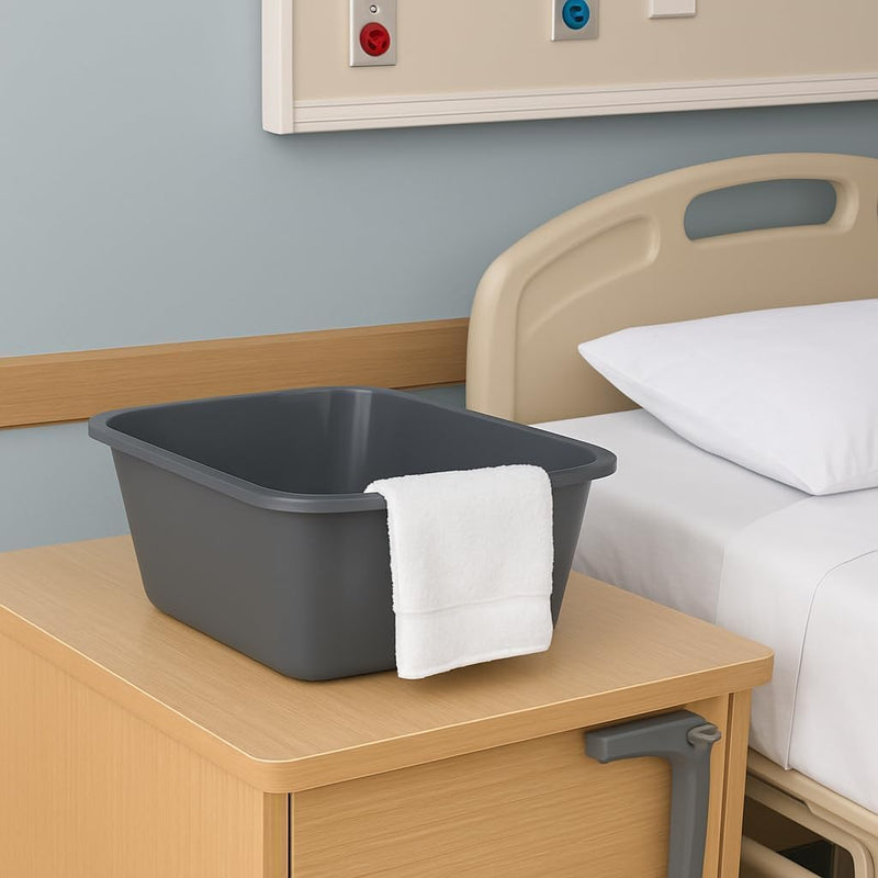 Vakly Wash Basins – Rectangular Plastic 7-Quart Graduated Hospital Soaking Tub with Markings – Small Portable Washbasin for Face Washing, Cleaning, Foot Bath, Dishes, Laundry & Bedside Care 1