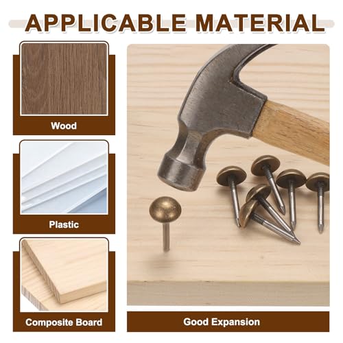 uxcell 16mm bronze solid brass upholstery tacks for sofa, furniture, wood boxes, carpet, and leather crafts