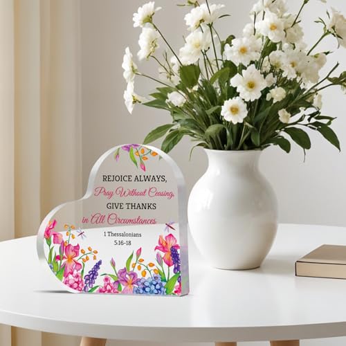 Religious Gifts for Women Christian Heart Shaped Acrylic Plaque Inspirational Bible Verse Gifts for Women Spiritual Gift for Friend Christmas Birthday Graduation Present for Girl Desk Decorative Sign Christian Inspirational Desk Sign