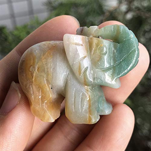 Amazonite Handcarved Elephant Statue Pocket Healing Figurine Sculpture 1.5" Amazonite