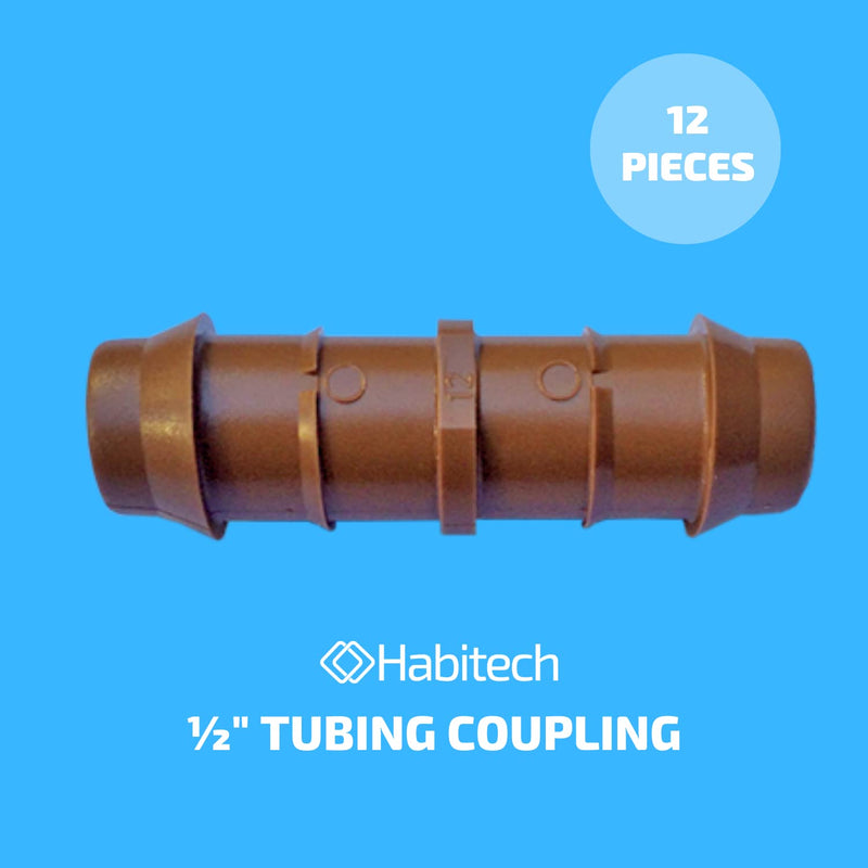 [Australia - AusPower] - 1/2" Coupling Drip Irrigation Fittings (12 Pack) - Barbed Drip Line Coupler Connectors compatible with Rain Bird and Most 1/2" Tubing or Sprinkler Systems 