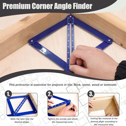 Pcmursal blue digital angle finder tool and miter saw protractor with scale for measuring corner angles