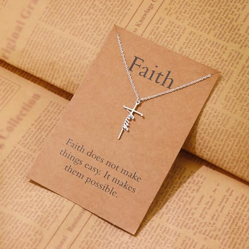 Lcherry Faith Cross Pendant Necklace for Women Religious Christian Jewelry Birthday Christmas Gifts for Women 1-Faith