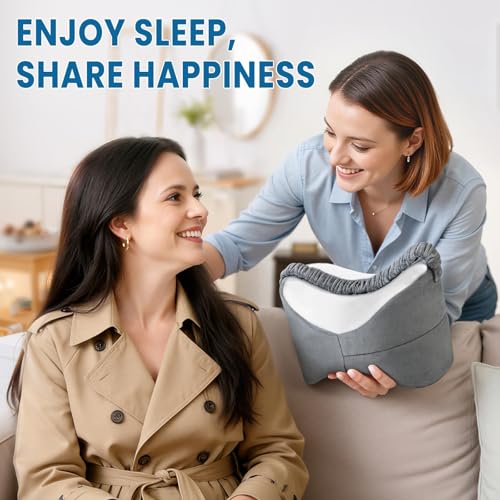 Memory Foam Knee & Leg Pillow for Side Sleepers, Grey & White