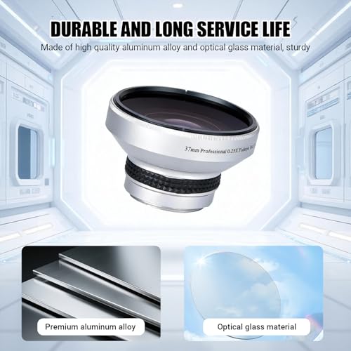 37mm Fish Eye Lens 0.25X Super Wide, Additional Lens for Camera with Macro