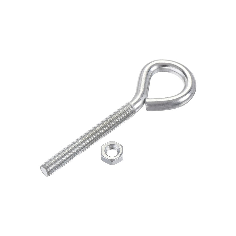 [Australia - AusPower] - uxcell M4x40mm Eye Hooks Screws Bolts Kit, 30pcs Carbon Steel Hanger Eyelet Hooks Screw with Hex Nuts for Metal Hook, Wood Terminal Ring Hooks 