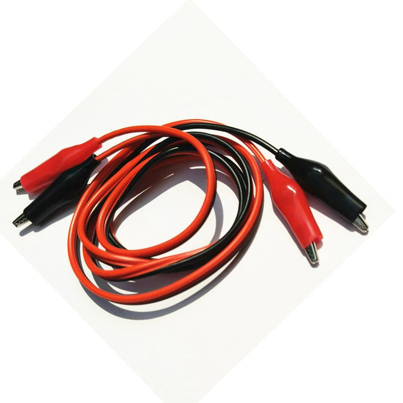 [Australia - AusPower] - 5 Pairs Alligator Clips with Wires Test Cable Red-Black Wire Adhesive Design 100cm/39.4inches Long 