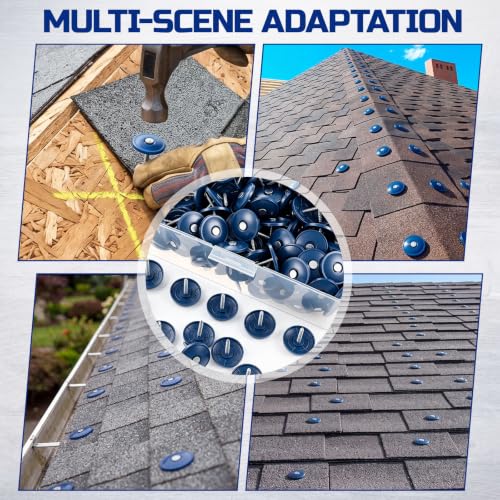 Junkin 200-pack blue plastic cap roofing nails, 1-inch round heads