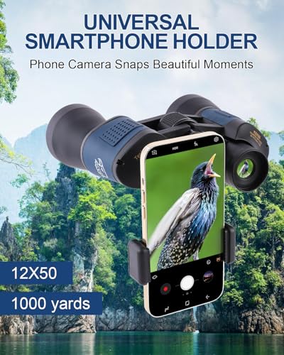 12x50 Binoculars with Built-in Compass & Phone Adapter