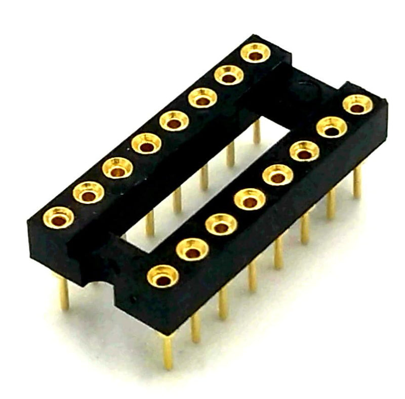 Gold-Plated 20 pcs DIP-10/DIP-16 pins IC Round Hole Socket Adaptor 2.54mm Pitch 7.6 Row Pitch 2 Row 10/16 Round Pins Soldering (DIP-16 pins) DIP-16 pins