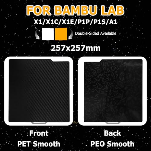 Double-sided printing PEI print bed PEO-PET 3D Printer for Bambu-Lab X1/P1/A1, 257 x 257 mm Double Sided Special Materials Spring Steel Plate Print Bed