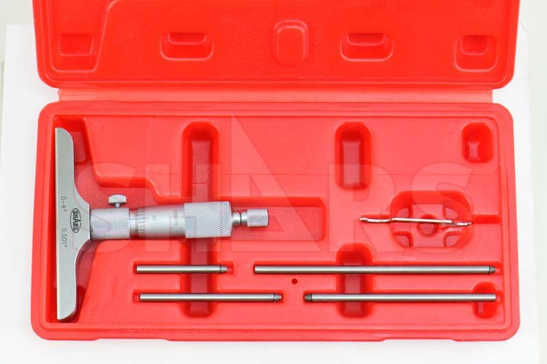 Shars 0-4" Depth Micrometer 303-2501 P) 0-4" x 4" Base 303-2501