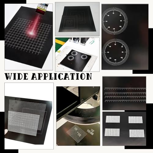 NBEADS 12 Pcs Black Laser Engraving Testing Paper, Self-Adhesive Laser Testing Paper Double-Sided Dimming Paper for Marking Machine and Optical Cutting, 20x20x0.02cm