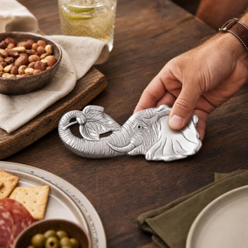 Arthur Court Elephant Spoon Rest Aluminum Decorative Holder for Kitchen Utensils 8 x 3.5 Inches
