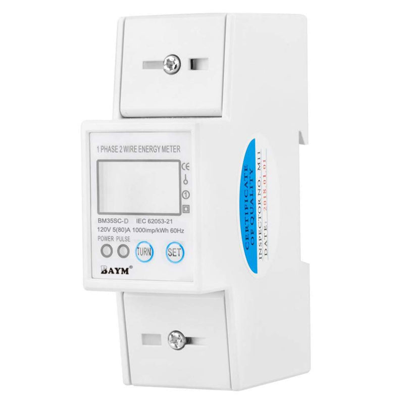 [Australia - AusPower] - BAYM® 5(80) A 120V 60HZ Single Phase Din Rail Digital Modbus Smart Remote KWH Watt Hour Din-Rail Energy Multi-Function Meter LCD with Button 80A 