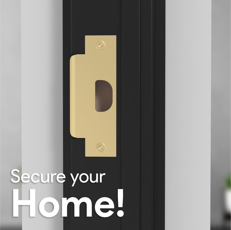 [Australia - AusPower] - Mega Handles T-Strike Door Plate - Durable Door Strike Plate, Gold Strike Plates for Interior Doors Satin Brass ASA Strike 