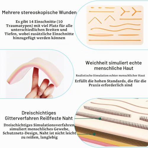 Surgical Suture Set: Suture Material Surgery, Suture Practice Kit, Silicone Sewing Pad with Tool Set, Wound Suture Exercise Set, Sewing Kit Medicine, Surgical Suture Set Wound Suture Exercise Set
