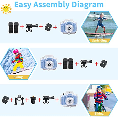 Kids Waterproof Camera 12MP 1080P Digital Camera with 32GB Card & Case Blue