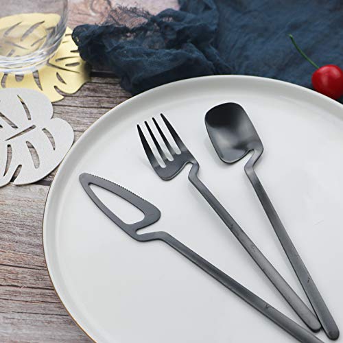 JASHII Flatware Set 32-piece Silverware Set Matte Finished Cutlery Set Service for 8 Include Knife/Fork/Spoon/Coffee spoon Dishwasher Safe (Black) service 8 Black 32pcs