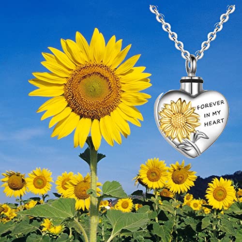 Cremation Jewelry Urn Necklace for Ashes for Women Memorial Ashes Necklace Sunflower