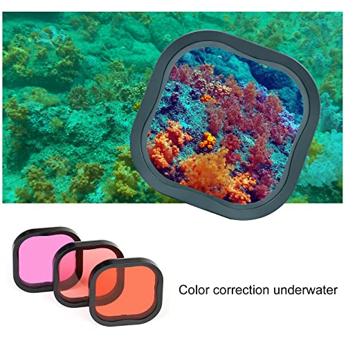GEPULY Waterproof Case for GoPro Hero 8 Black with 4-Pack Dive Filters Housing Case+Cold Shoe Adapters+Filters