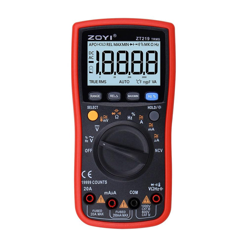 [Australia - AusPower] - ZOYI ZT219 True RMS Digital Multimeter 19999 Counts, Auto ranging NCV, Temperature, Capacitance, Frequency Duty Cycle Tester, with Backlight Data Hold 