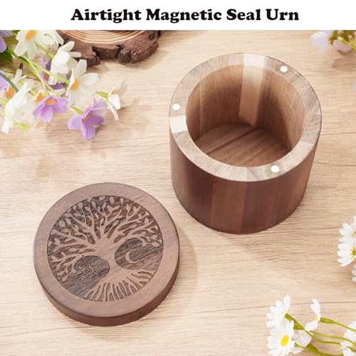SOITIS Small Urns for Human Ashes Keepsake 3.94“ Acacia Wood Urn Mini Urns Brown