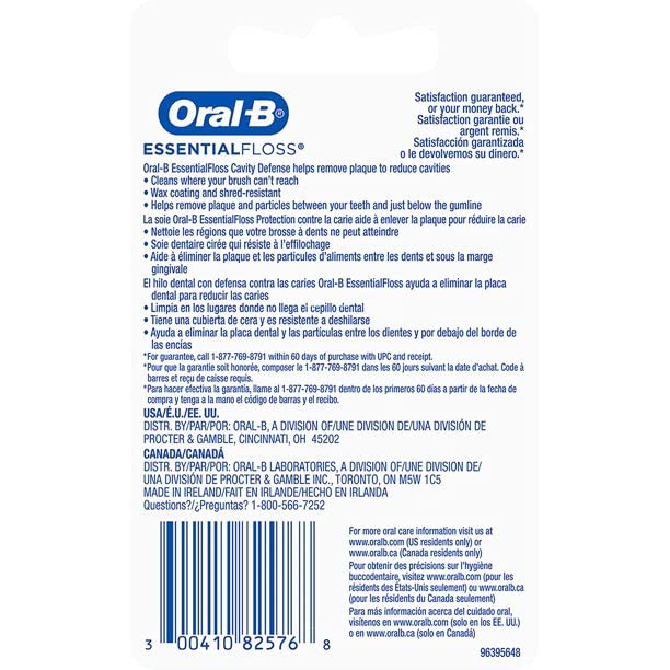 Oral-B Dental Floss, EssentialFloss Cavity Defense, 50 M, Pack of 24