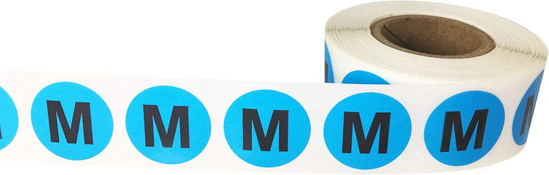 Blue Circle Medium M Clothing Size Stickers for Retail Apparel 0.75 Inch 500 Total Adhesive Labels