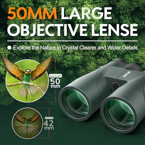 Occer 12x50 Binoculars for Adults High Powered for Bird Watching Green Tactical Edition-Green