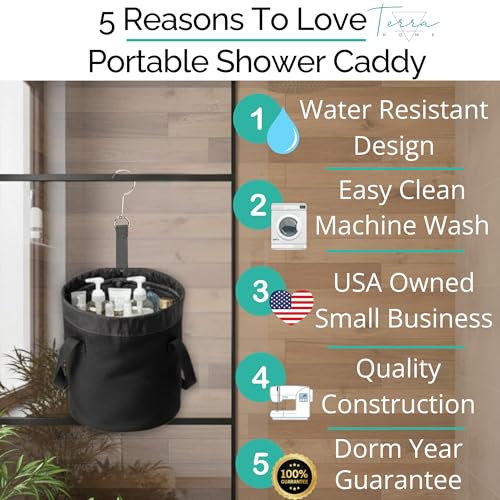 Quick Dry Mesh Shower Caddy for College Dorms – Lightweight Shower Caddy Mesh with Drawstring Top, Breathable Mesh Bottom, and Multiple Pockets with Zippers for Cruise Essentials for Shower (Black) Black