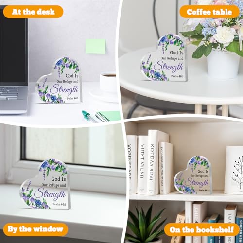 Inspirational Christian Gifts for Women Acrylic Heart Table Decorations Bible Verse Gift Religious Faith Gifts Spiritual Gift for Friend Christmas Birthday Present for Family Home Office Decorations Bible Verse Desk Sign