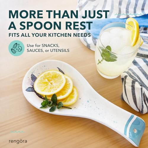 Rengöra Sea Turtle Spoon Rest, Ceramic Spoon Holder for Stove or Counter