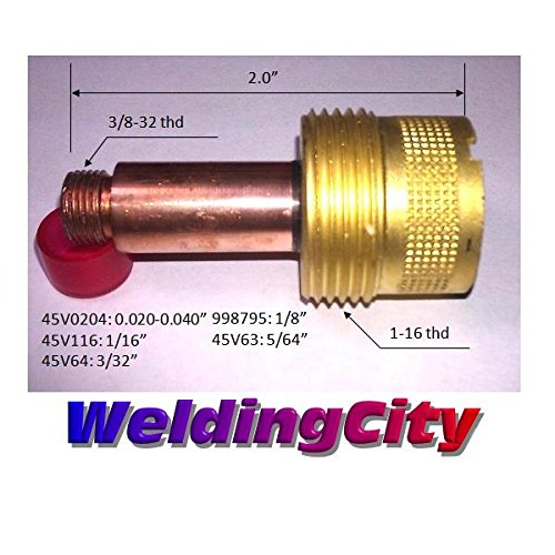 WeldingCity TIG Welding Torch Accessory Kit (.040"-1/16"-3/32"-1/8") Collet-LARGE Gas Lens-Ceramic Cup-Gasket-Back Cap for Torch 17, 18 and 26 Weldcraft Miller Lincoln Hobart ESAB AHP (T7) 16-pcs (.040"-1/16"-3/32"-1/8")