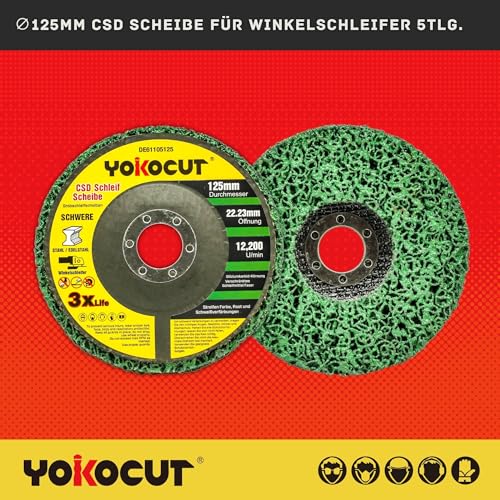 125 mm CSD Disc, Sanding Disc, Cleaning Disc Set, 5 Pieces, Coarse Cleaning Disc, Rust Remover, Metal, Sanding Discs for Angle Grinders, Diameter 125 x 22.23 mm Diameter 125 x 22 mm, 5 pieces.