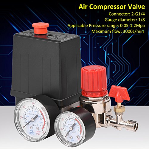 Mumusuki Air Compressor Pressure Switch Control Valve Regulator with Gauges for Fast Pressure Reduction 0.05-1.2Mpa 3000L/min