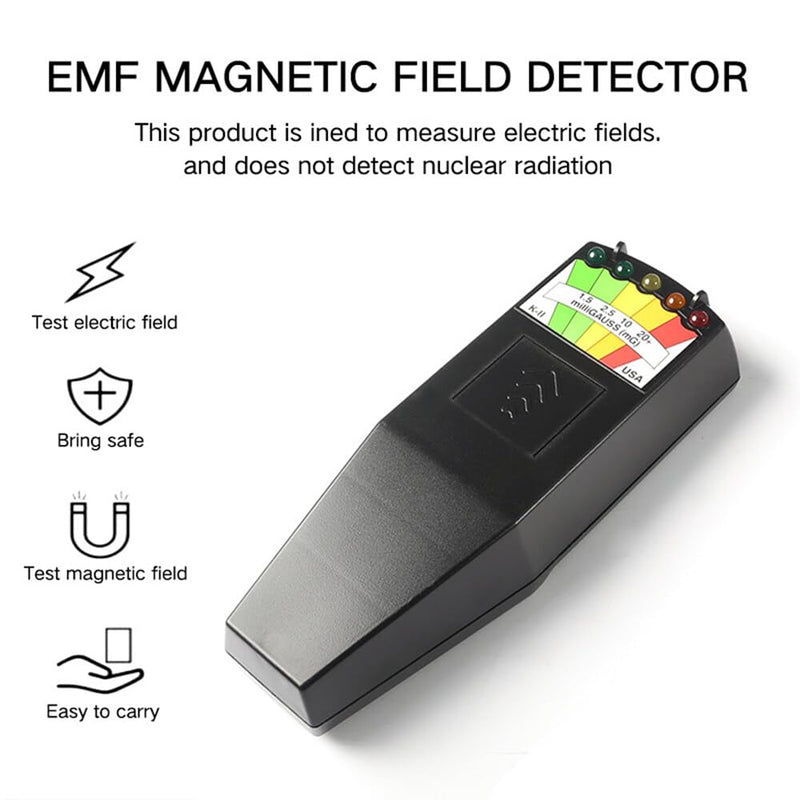 [Australia - AusPower] - CJBIN K2 EMF Meter Portable Electromagnetic Radiation Detector 5 LED Ghost Hunting Equipment K2 EMF Meter for Office Home Ghost Hunting 50Hz-20000Hz Black 16,5x7x3,5 cm 