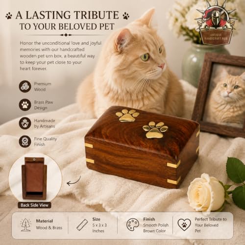 Rosewood Cremation Box Pet Urn Peaceful Pet Memorial Keepsake Urn for Ashes