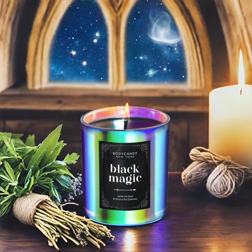 BCNY Black Magic Candle – Cool Spiritual Scented Black Candle Enchantment, Scented Aromatherapy Soy Candles Gifts for Men Women – Transform Your Home with Mystical Ambiance – Handcrafted in USA