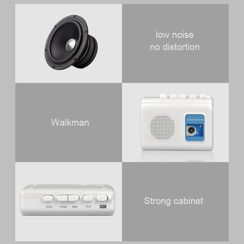 [Australia - AusPower] - Portable Cassette Player Tape Recorder Walkman with Built-in Speaker,Microphone,Headphone Jack-, 4.57 x 3.54 x 1.38inch white 