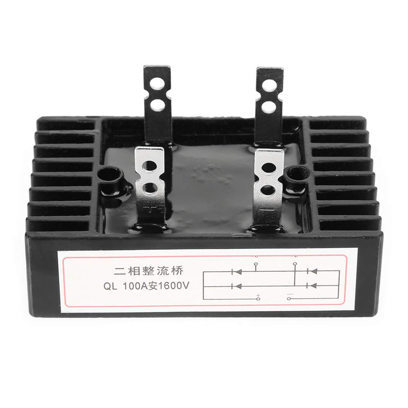 [Australia - AusPower] - 2 Phase Diode Bridge Rectifier 100A 1600V Voltage High Power Bridge Rectifier Full Silicon Diodes Bridge Rectifier Diode Black with Heatsink Good Heat Dissipation 