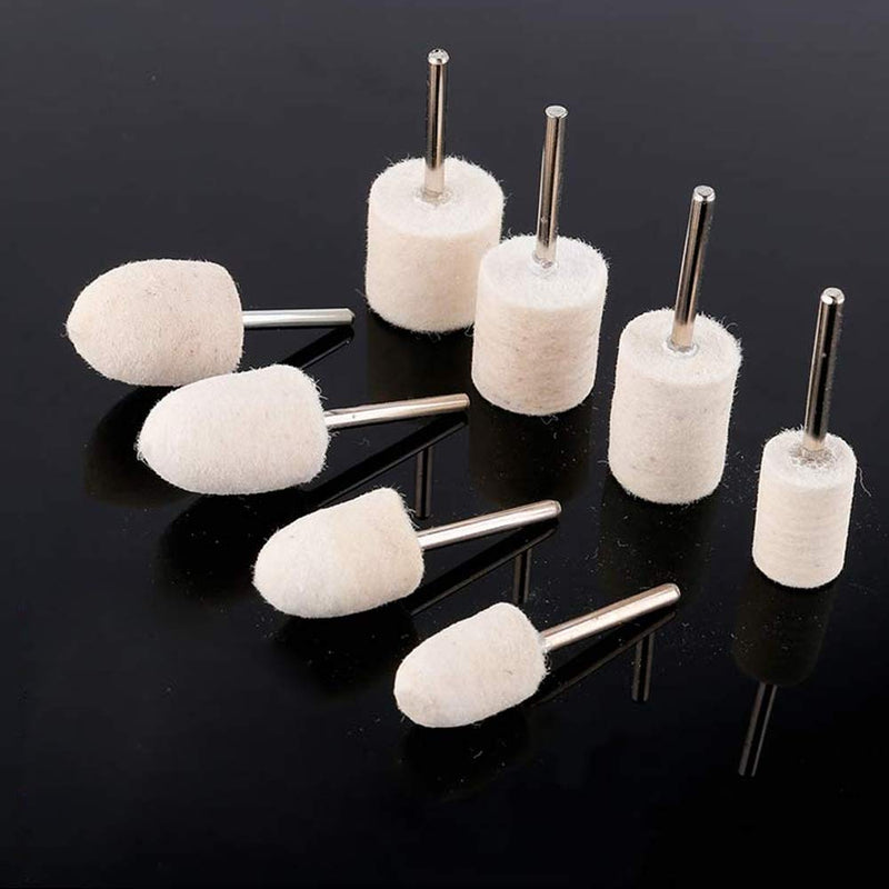 Oudtinx 100 Pcs Multifunctional Wool Felt Mandrel Mounted Grinding Polishing Accessories Attachment Set - Compatible with Dremel 1/8" Shank