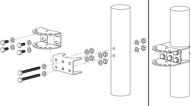 Ghost Controls AX4R Round Post Adapter Brackets to Adapt to 4 inch Round Steel Posts for Automatic Gate Opener Systems