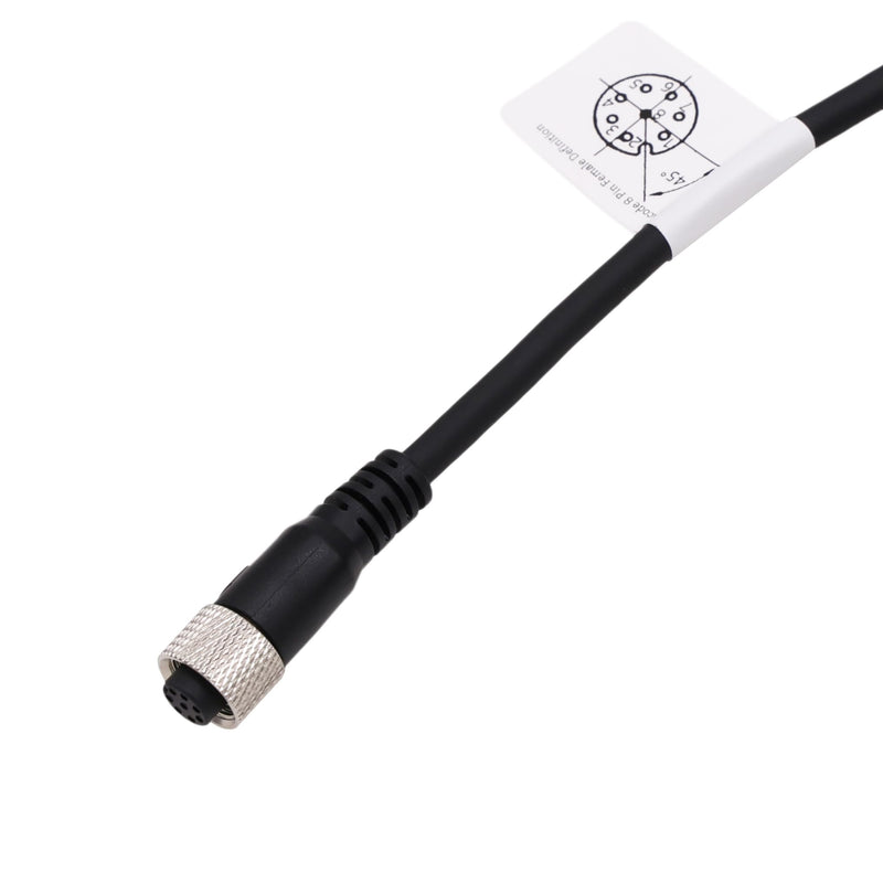 [Australia - AusPower] - M12 A Coded 8 Pin Female Aviation to Flying Leads Cable Shielded for Actuator Sensor Signal Industrial Controls Automation, Device Network DeviceNet, CANopen, IO Link, Profibus 2m 8 pin female to open 