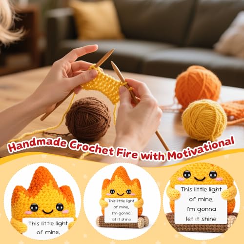 Inspirational Crochet Campfire Gifts for Women Men,Back to School Supplies Gifts for Kids Boys Girls, Christians Religious Affirmation Cheer Up Friendship Gift Shine