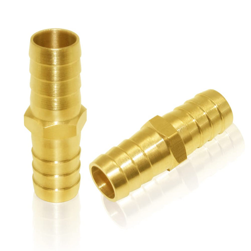 Joywayus 5/8" ID Hose Barb Hex Union Brass Fitting Water/Fuel/Air with 10 Stainless Steel Clamps (Pack of 5) 5/8" 5PCS