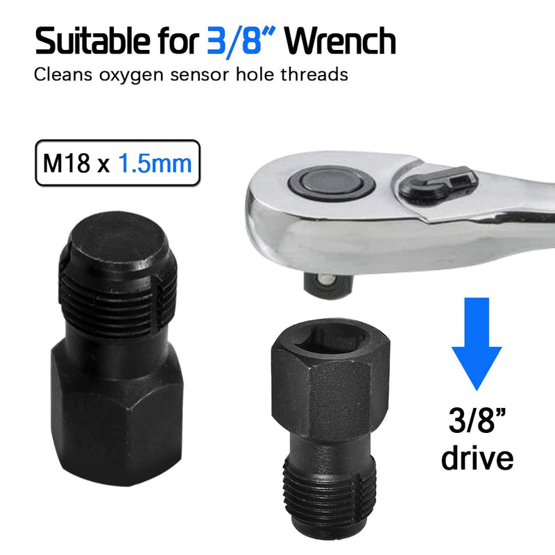 [Australia - AusPower] - 2PCS Oxygen Sensor Thread Chasers M18 x 1.5mm and M12 x 1.25mm thread chasers with 3/8” drive to clean and repair damaged threads 