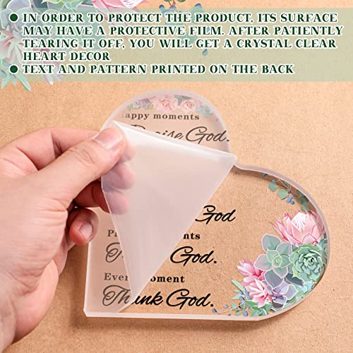 Yulejo Bible Verse Acrylic Heart Plaque, Eucalyptus Leaf Gift for Women