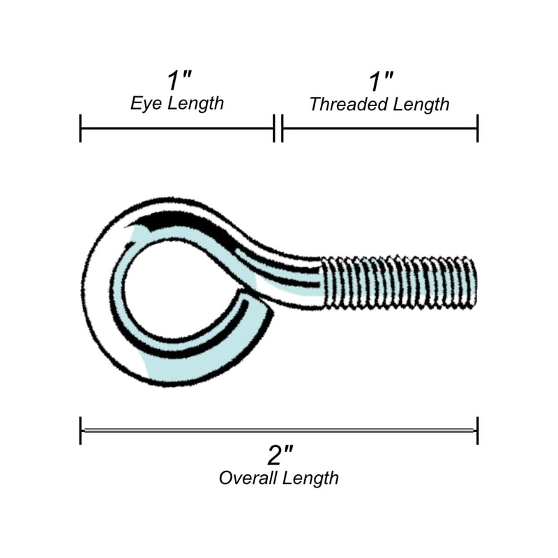 [Australia - AusPower] - 1/4-20 x 2" Zinc-Plated Coarse Thread Eye Bolts (15 Pieces) 